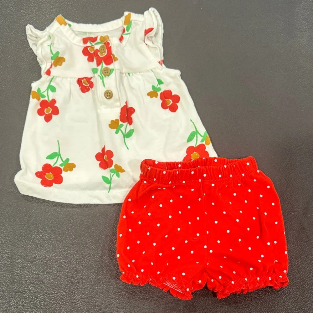 Carter's White and Red Floral Diaper Cover Set